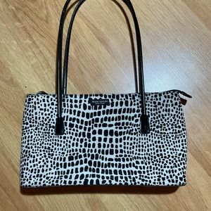 Kate Spade Black & White Animal Print Shoulder Purse BAG, EUC